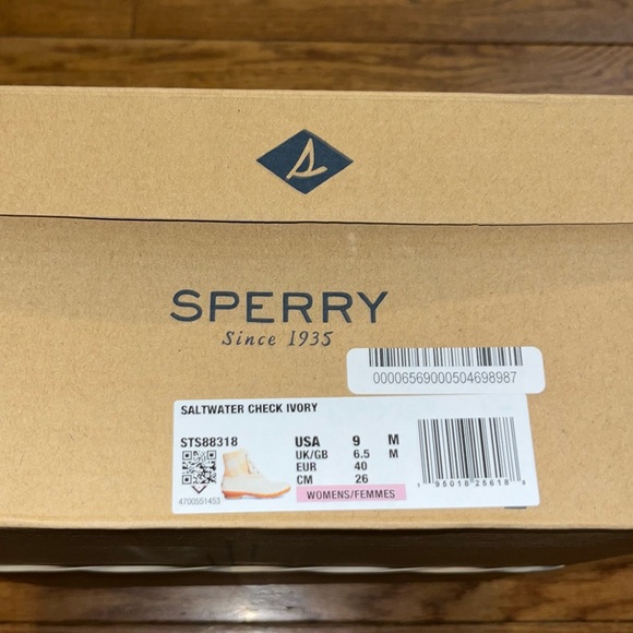 SOLD Sperry Ivory Saltwater check Rubber Duck Boots Women’s Size 9 Waterproof - Picture 10 of 12